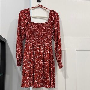 Band of Gypsies Red Floral Long Sleeve Dress